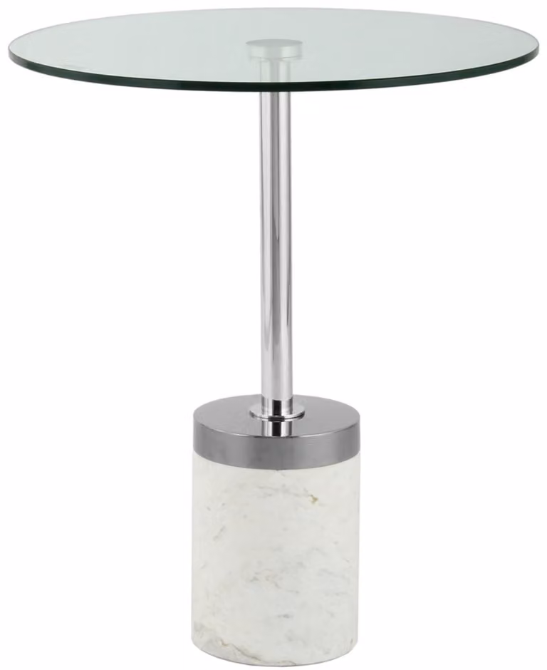 Padiro ronde bijzettafel - Zilverkleurig / Wit - Ø 46 x 53 cm
