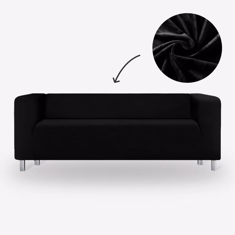 BankhoesDiscounter Velvet Hoge Armleuning Bankhoes M4 (235-300cm) - Zwart - Stretch Sofa Cover en Bankbeschermer