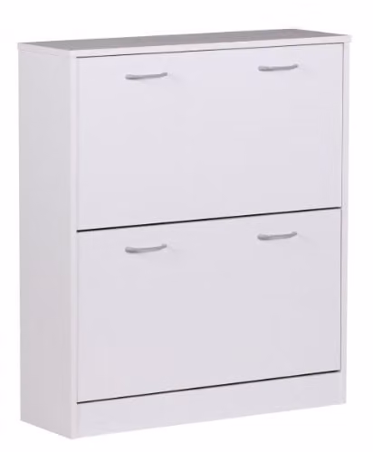 WOHNLING Kantelkast Kiel Wit Mat - Smalle schoenenkast met 2 klepvakken - B/D/H: 75 x 24 x 87 cm