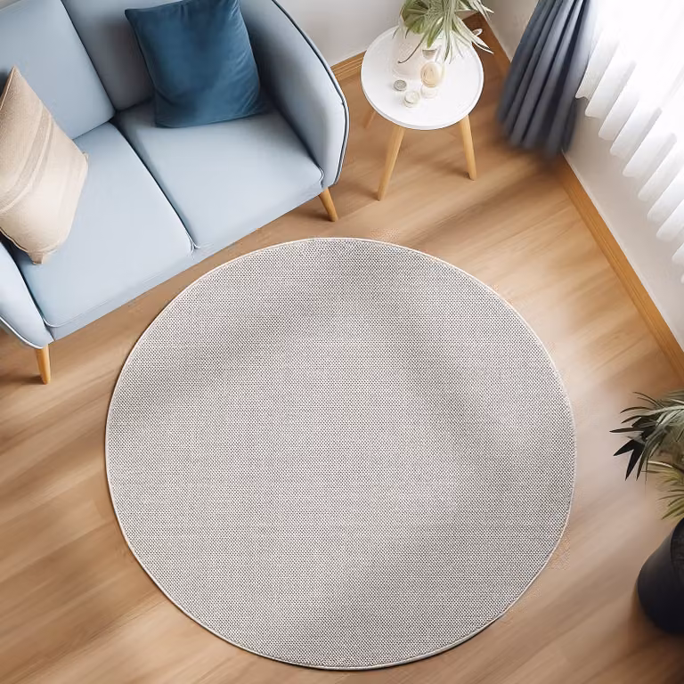home24 Laagpolig vloerkleed Loom rond beige/crèmekleurig Ø 200 cm polyester