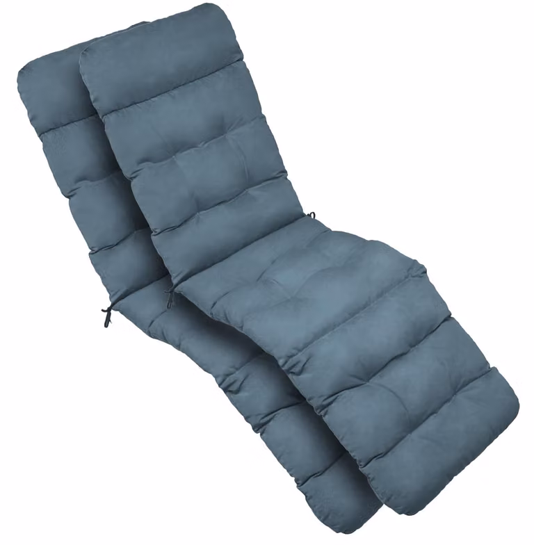 Beautissu Set van 2 comfortabele ligkussens voor ligstoel, zachtblauw, 200 x 50 x 8 cm