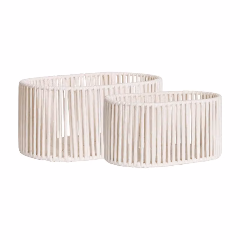 Nest of Nora Opbergmanden set van 2 - Katoenkoord en metaal - Off-White
