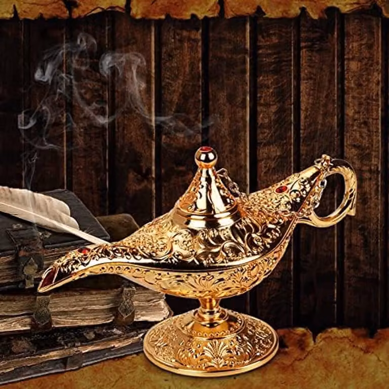 Aladdin Genie Lamp van Zinklegering - Magische Metalen Gesneden Decoratieve Olie-lamp