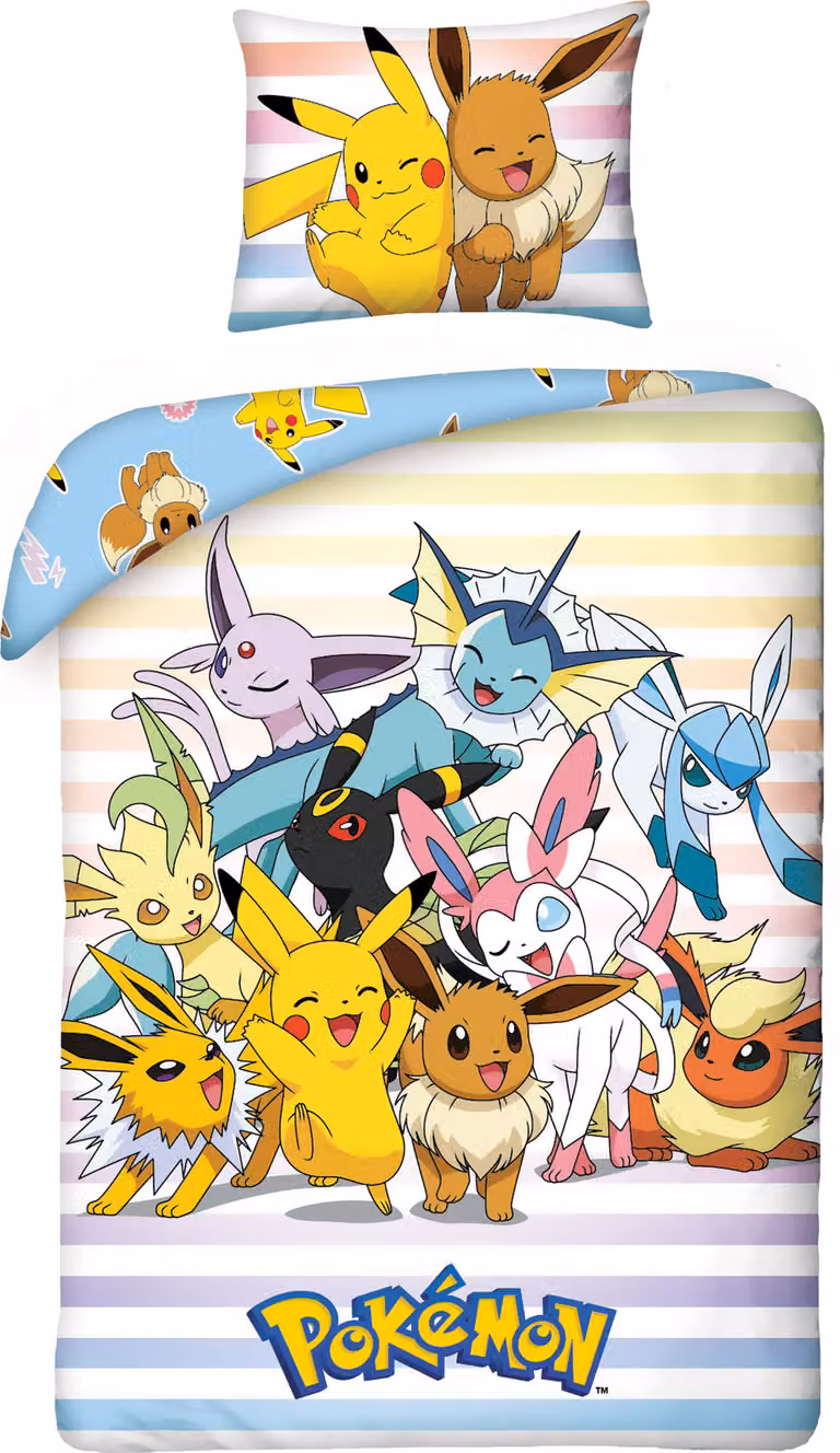 Pokémon Dekbedovertrek Pikachu, Eevee & Friends - 140 x 200 cm - 70 x 90 cm - Katoen