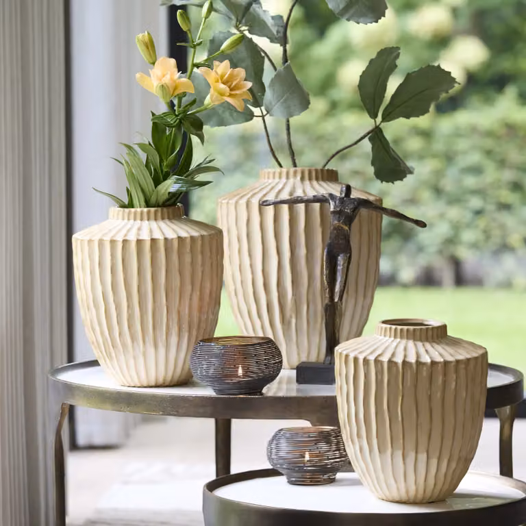 Light & Living Vaas Talea Keramiek Zand/Beige Breedte: 32 cm, Hoogte: 40 cm