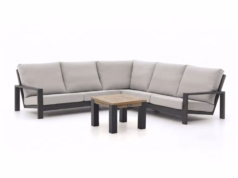 Bellagio Hoek loungeset voor 5 personen met aluminium frame en grijze kussens