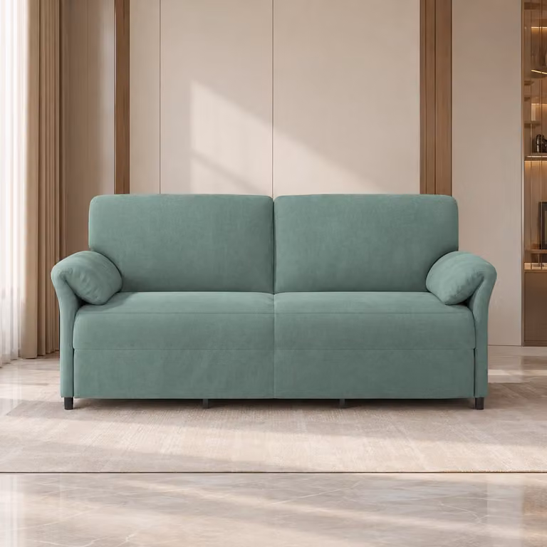 Novihomestore Luxe 3-Zits Fluwelen Bank in Meergroen met Modern Design en Metalen Frame, Breedte: 198 cm
