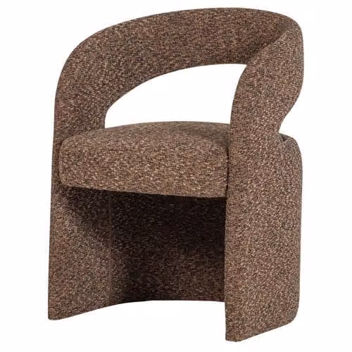WOOOD Lanor Eetkamerstoel Grove - Bruin Bouclé - H: 76 cm, B: 58 cm, D: 57 cm
