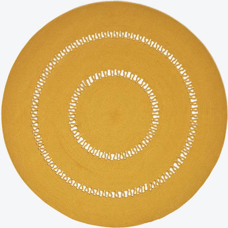 Homescapes Gevlochten Rond Vloerkleed Mosterdgeel, Diameter: 150 cm