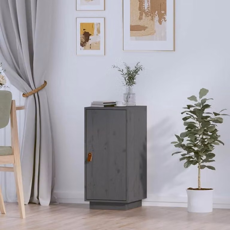 Rustiek Houten Dressoir van Massief Dennenhout in Grijs, Hoogte: 75 cm