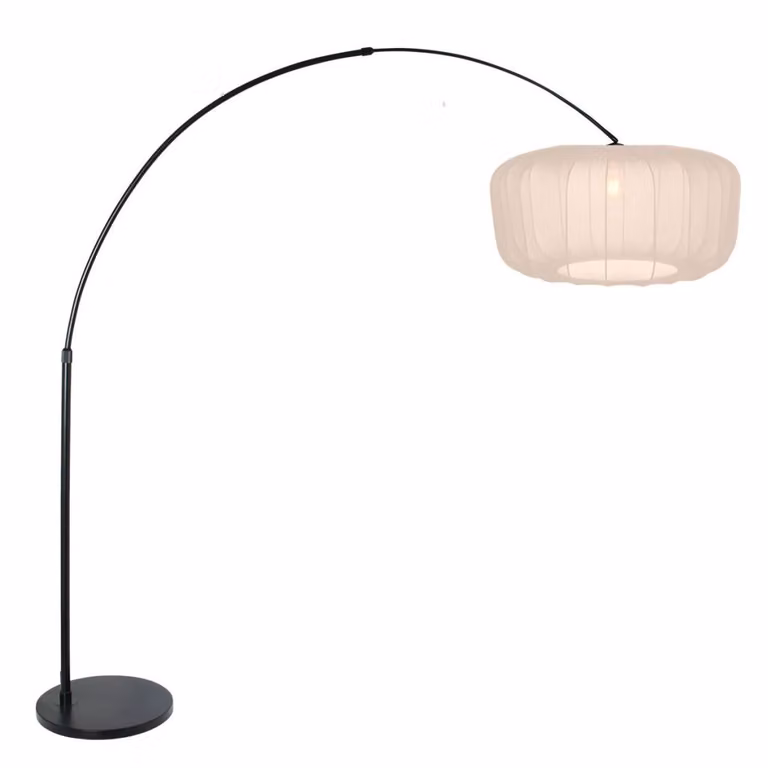 Steinhauer Vela Lino booglamp zwart met crème kap Ø60cm - 4564ZW