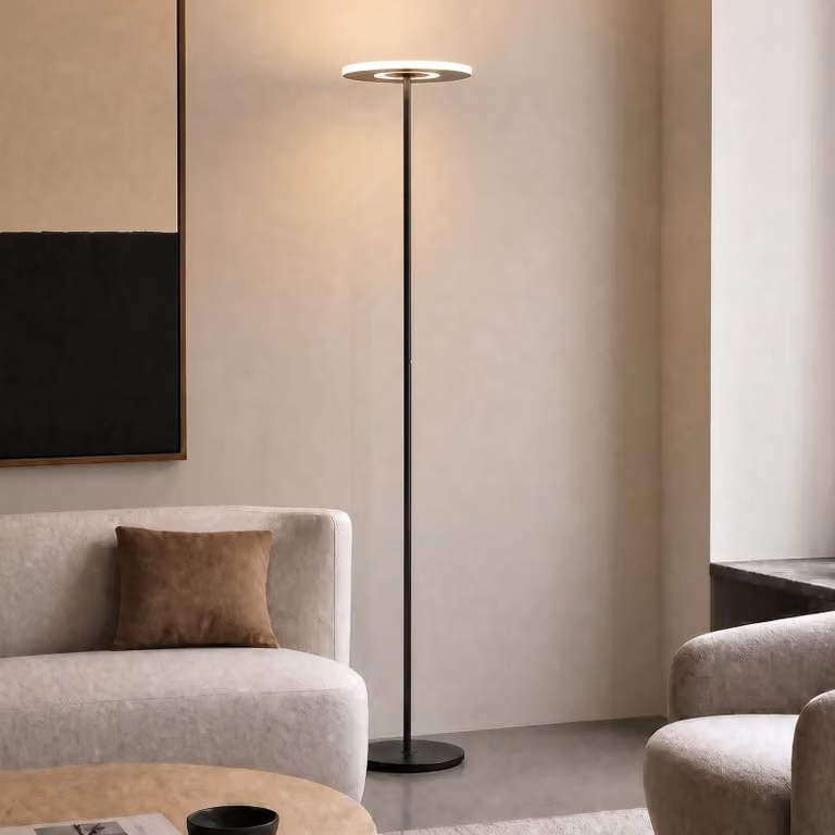 Lucande Raymond LED vloerlamp, dimbaar, zwart, modern, metaal, Hoogte: 180 cm