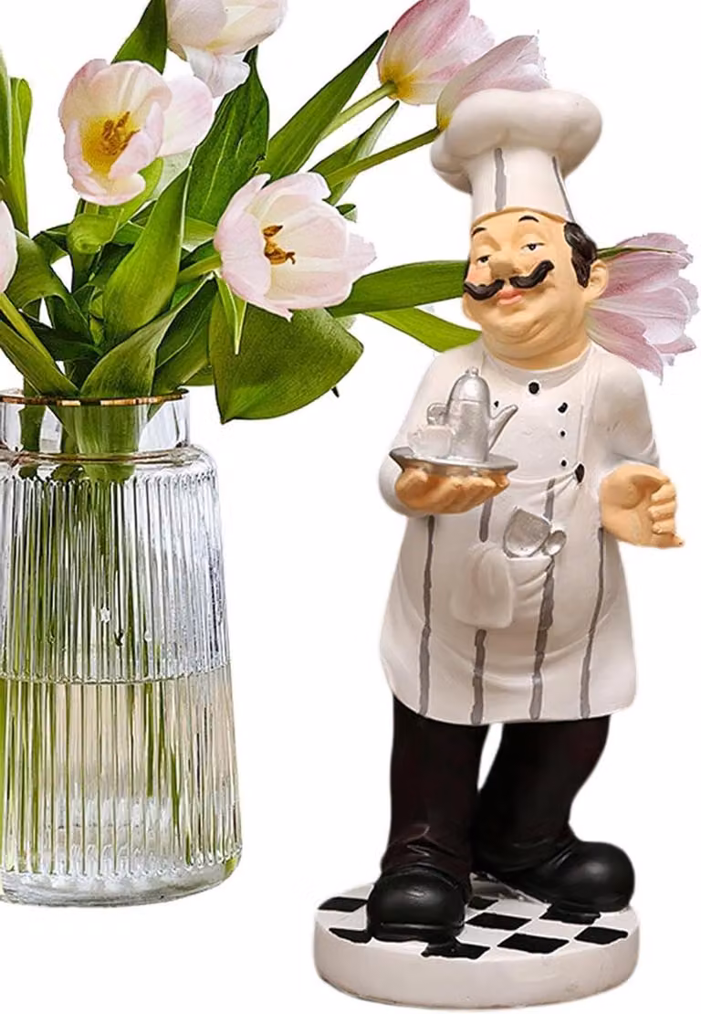 Chefbeeld Decoratie Keuken Figuur Zwart Wit Hoogte: 32 cm