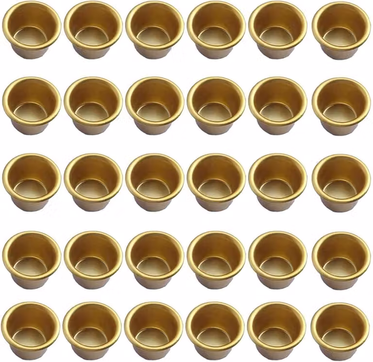 Set van 30 hittebestendige aluminium tealight kaarsenhouders in zilverkleur