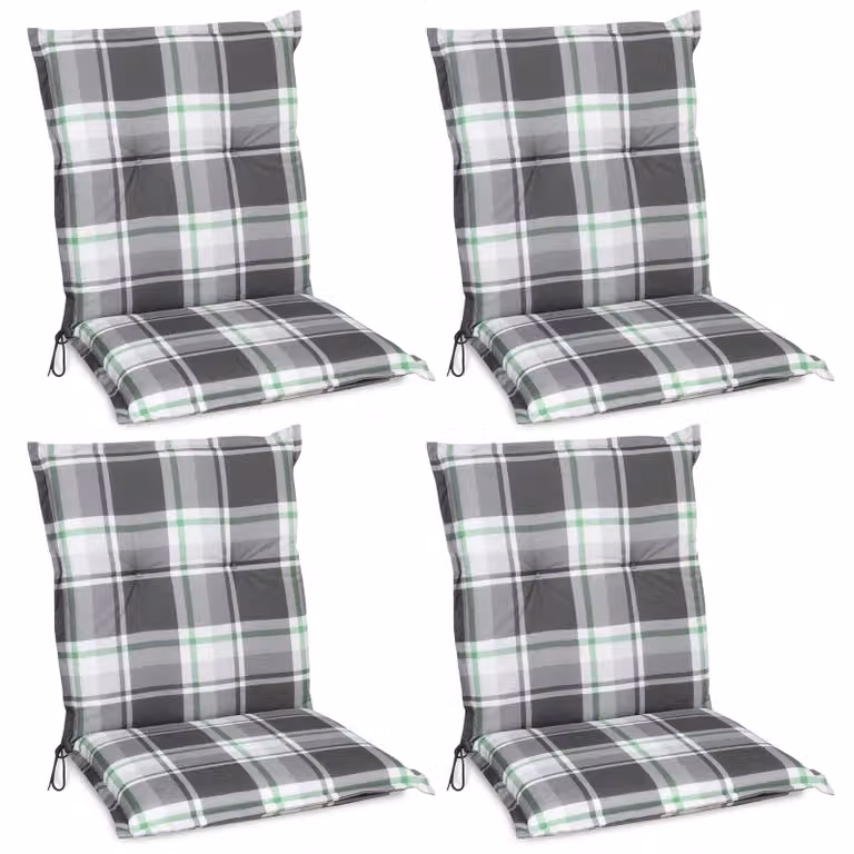 Beautissu Sunny rugkussens set van 4, mintgroen geruit, 100 x 50 cm