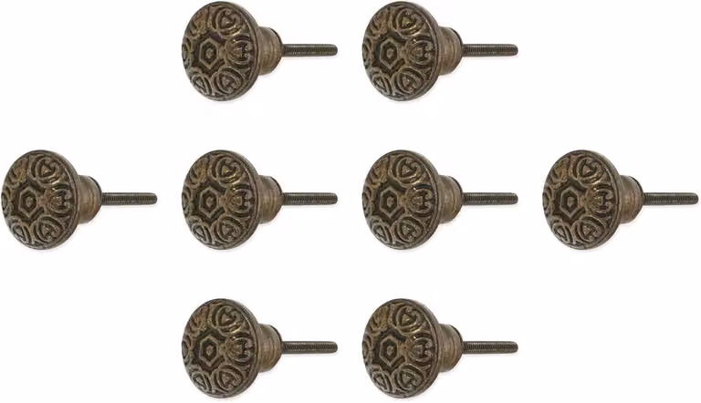 Set van 8 antieke kastknoppen met bloemenpatroon voor het vernieuwen van meubels