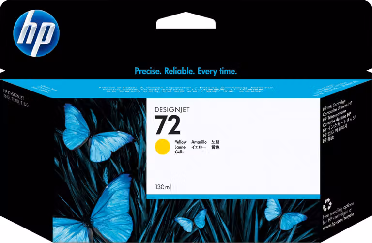 HP 72 Gele inktcartridge voor HP DesignJet T610, T620 en T770, 130 ml