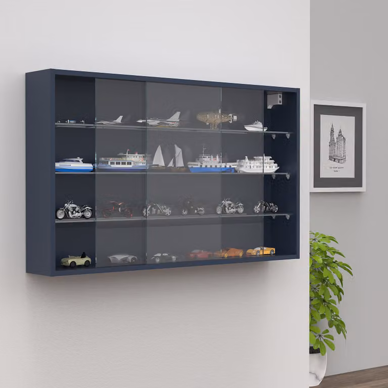 VCM Drivalo XL Hangende vitrinekast met glazen deuren, grijs/antraciet, H x B x D: 60 x 100 x 15 cm