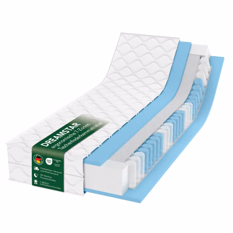 Dreamstar Ergo Flex TFK XXL Duo Pocketveringmatras, 7 zones, 180 x 200 x 22 cm