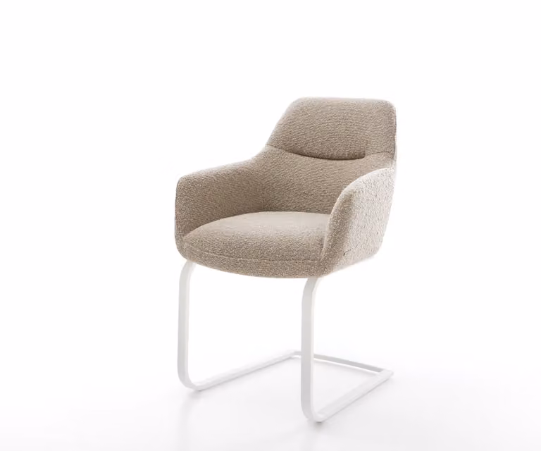 DELIFE Pejo-Flex Sledemodel Bank met Bouclé Bekleding en Pocketveer Kern in Wit