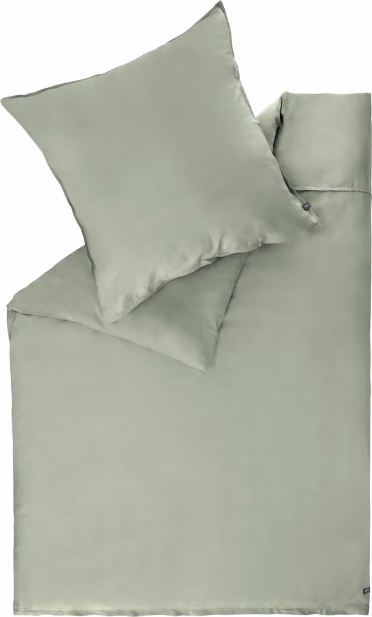 Schöner Wohnen Satine beddengoed effen groen 200 x 200 cm