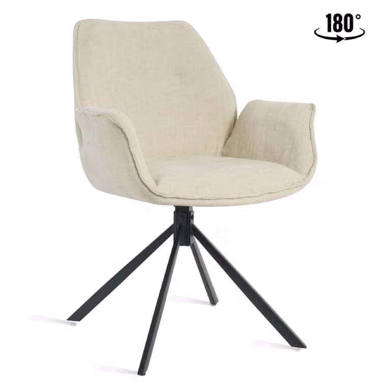 Set van 2 Nest of Nora Livia draaibare eetkamerstoelen met armleuning - Beige