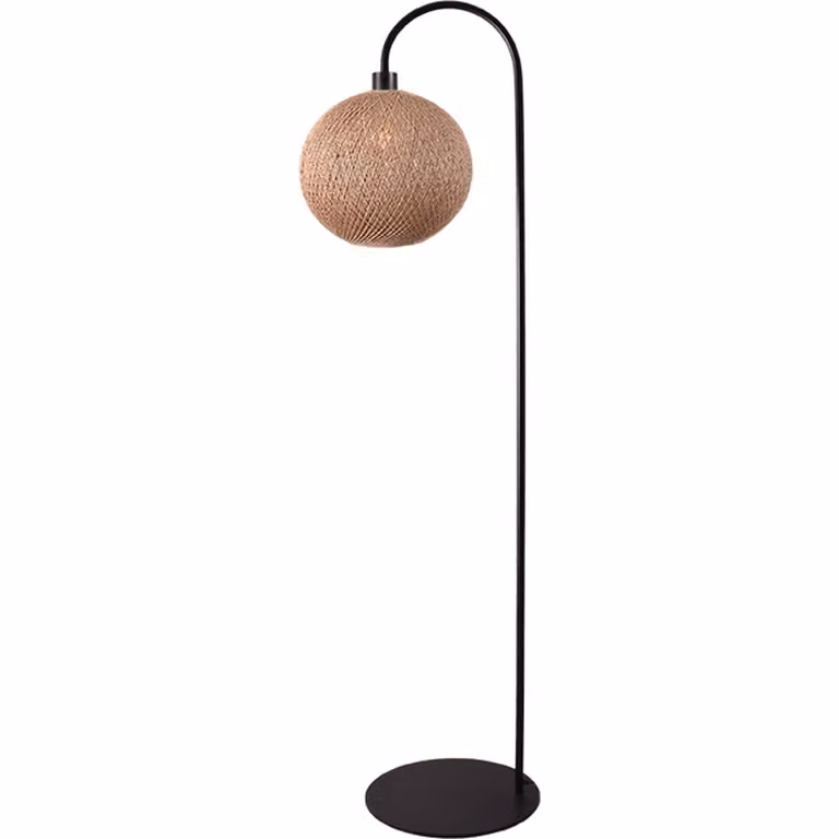 Masterlight Vloerlamp Corda zwart met rattan - Hoogte: 186 cm, Breedte: 40 cm
