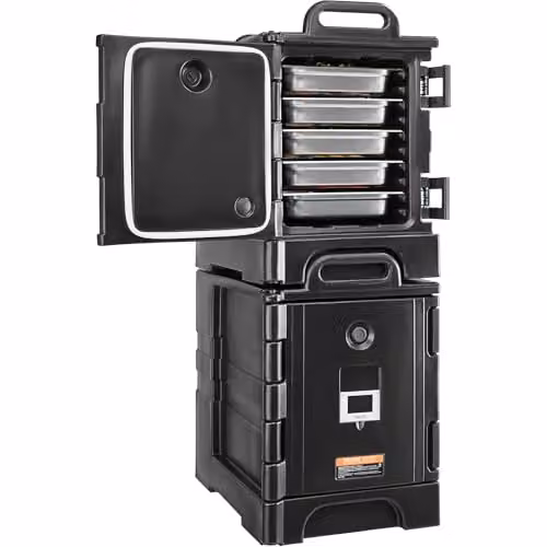 VEVOR Geïsoleerde voedselcontainers met dubbele gespen en handgrepen, 2 stuks, 75 L, zwart