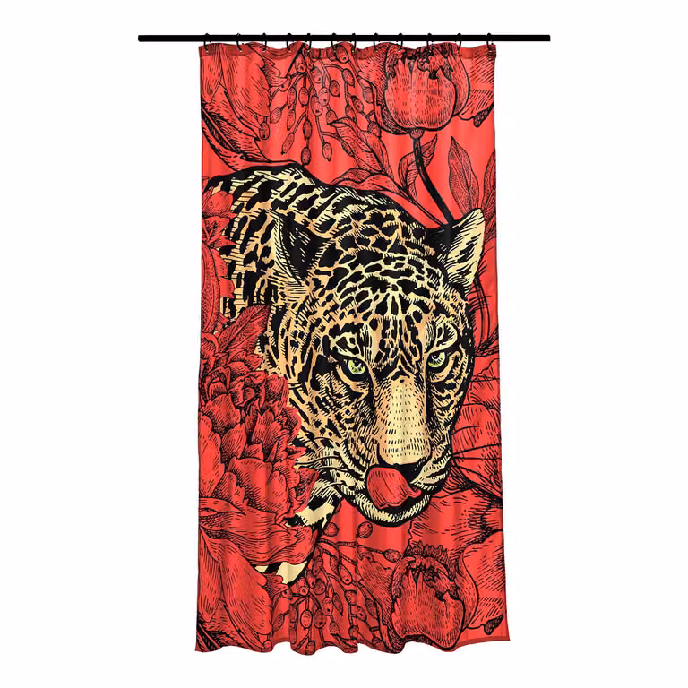 home24 Douchegordijn Leopold Polyester Multicolour 200 x 180 cm