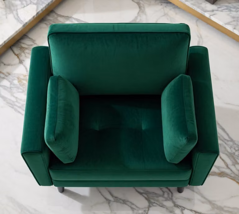 House&Garden Comfort Lounge Loveseat – Moderne 1-zitsbank met 2 kussens en armleuningen – Linnen Fluwelen Bank in Groen