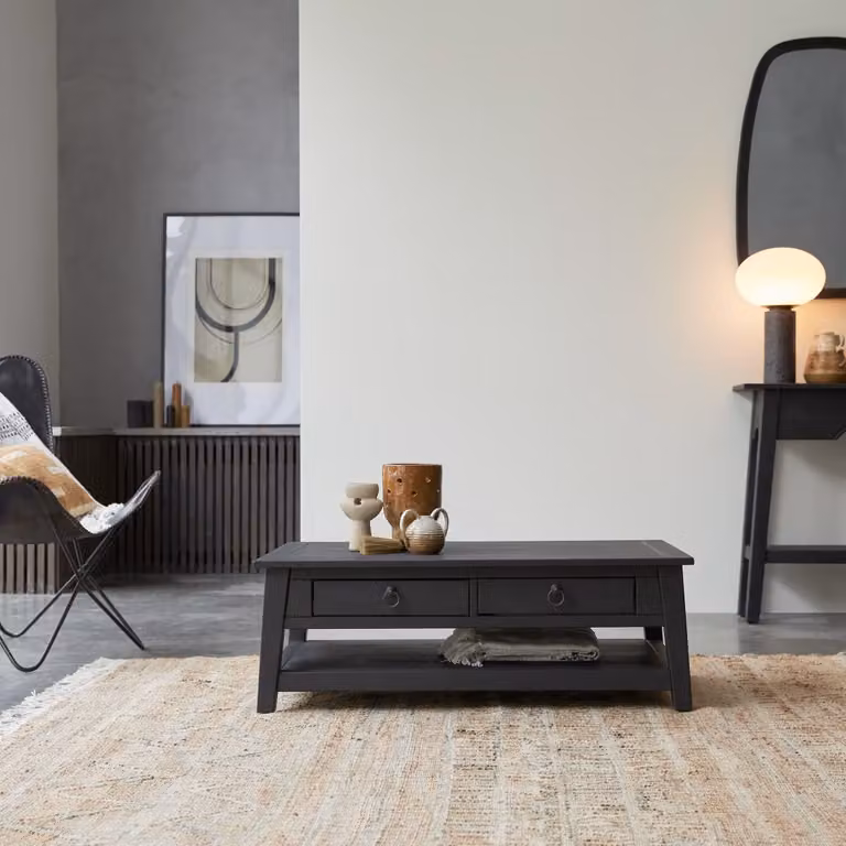 Tikamoon Thaki Black salontafel - Zwart - Massief grenen