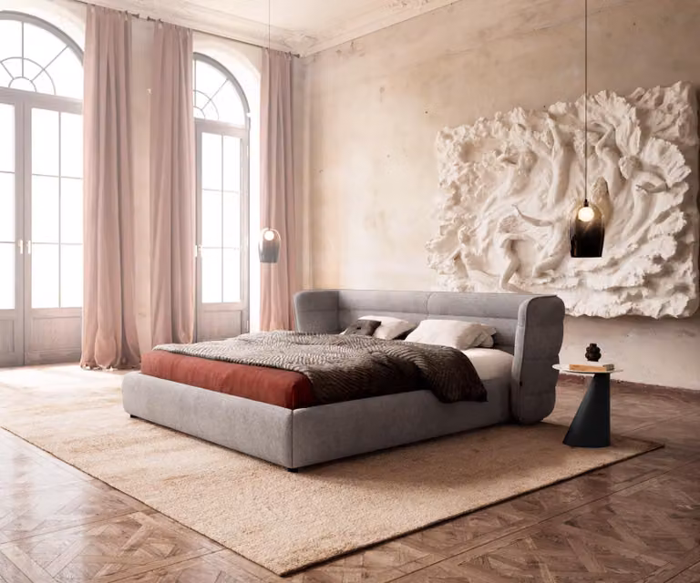 DELIFE Simea Gestoffeerd Bed - Grijs Microvezel - 180 x 200 cm