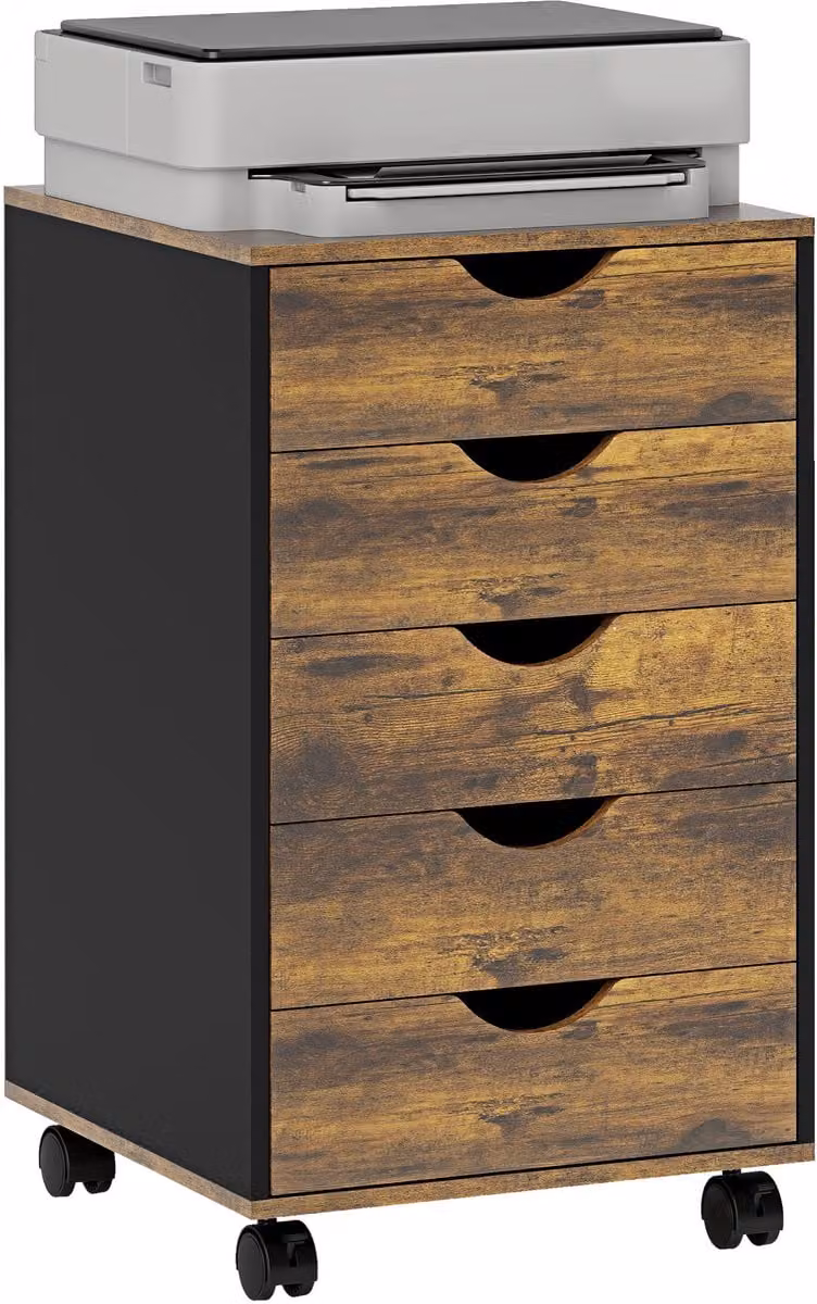 Homcom archiefkast met wieltjes in bruin, B/D/H: 40 x 40 x 67 cm