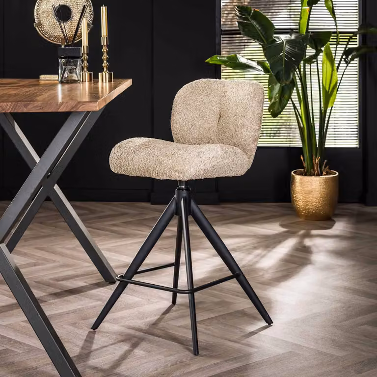 WoonStijl Barstoel Comfort draaibaar Boucle Zand