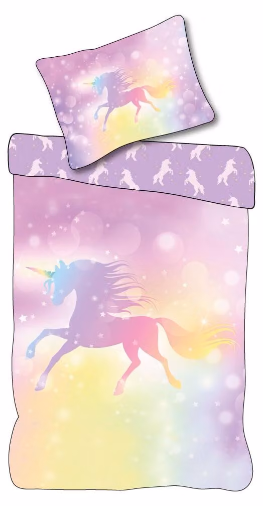 Mac Eenhoorn Regenboog beddengoed set voor kinderen, 2-delig, 135 x 200 cm