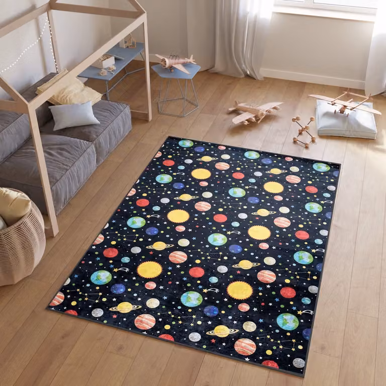Tapiso Emma Vloerkleed voor Kinderkamer en Jeugdkamer, Blauw, 80 x 150 cm