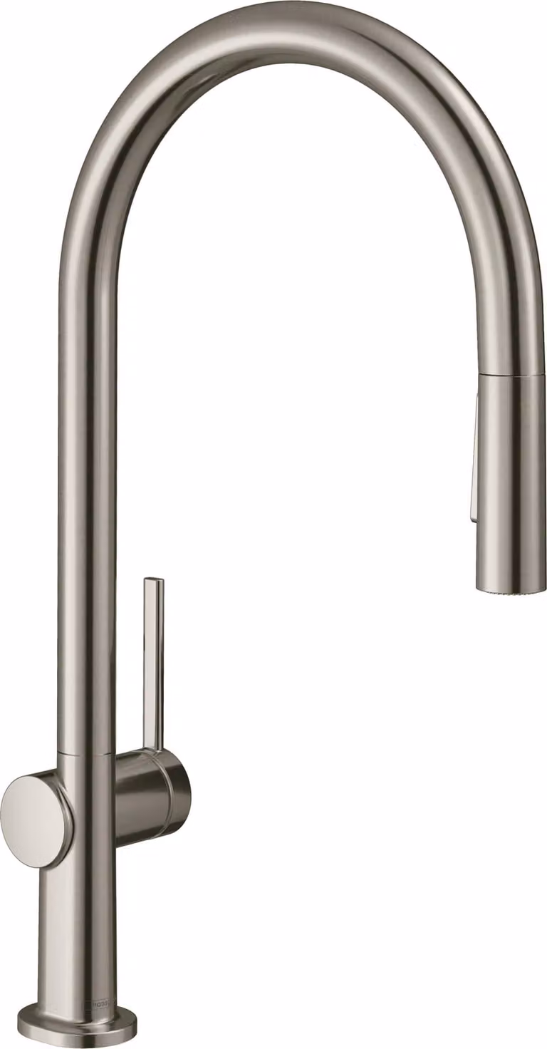 Hansgrohe Keukenkraan Talis met uittrekbare douche en sBox, roestvrijstalen look, 2-jet uitloop en draaibare uitloop