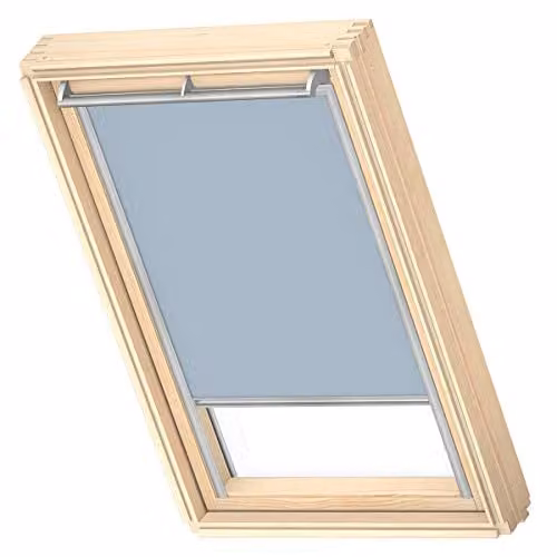 VELUX Verduisterend Rolgordijn DKL, Lichtblauw met Grijze Geleiders, M06