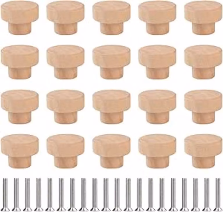Set van 20 houten meubelknoppen voor kasten, lades en slaapkamermeubels
