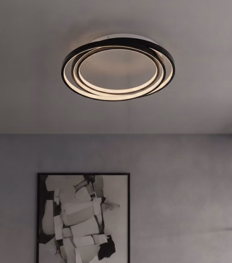 Lyora Ronde plafondlamp Arbor zwart Ø 44cm