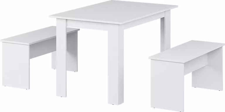 Vicco Sentio Eettafelset Wit met 2 banken, Model 37267, B/D/H: 110 x 73 x 70 cm