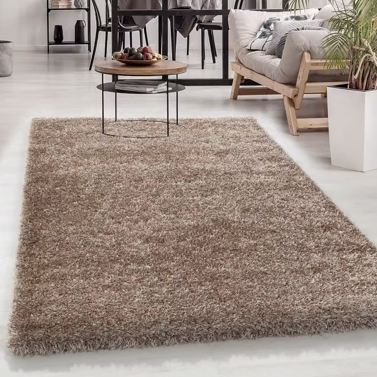 Luxe Hoogpolig Vloerkleed Rechthoekig Taupe - Zacht Polyester Vloerkleed voor Woonkamer en Slaapkamer