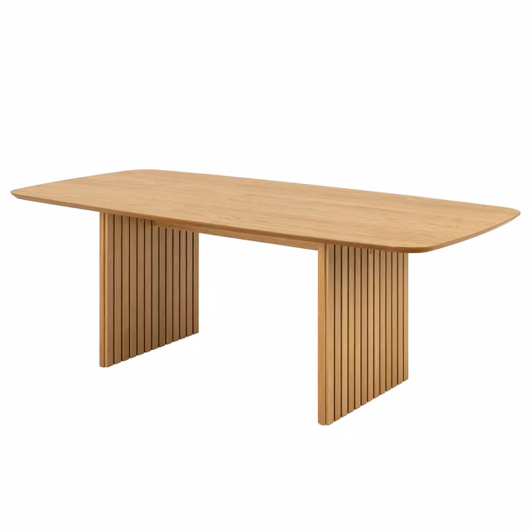 home24 Gefineerde eettafel Christo bruin beige B: 220 cm, D: 75 cm, H: 105 cm