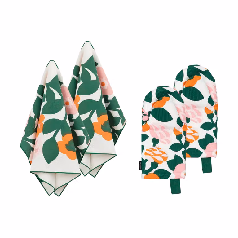 Marimekko Pieni textielset 4-delig Groen-oranje