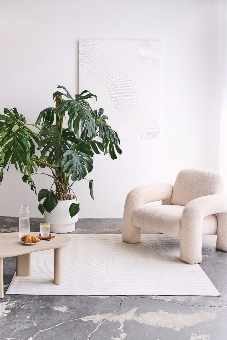 TAPISO Hygge Vierkant Vloerkleed Crème-Wit Laagpolig 3D Geometrisch Skandi & Boho Stijl B/D: 200 x 200 cm