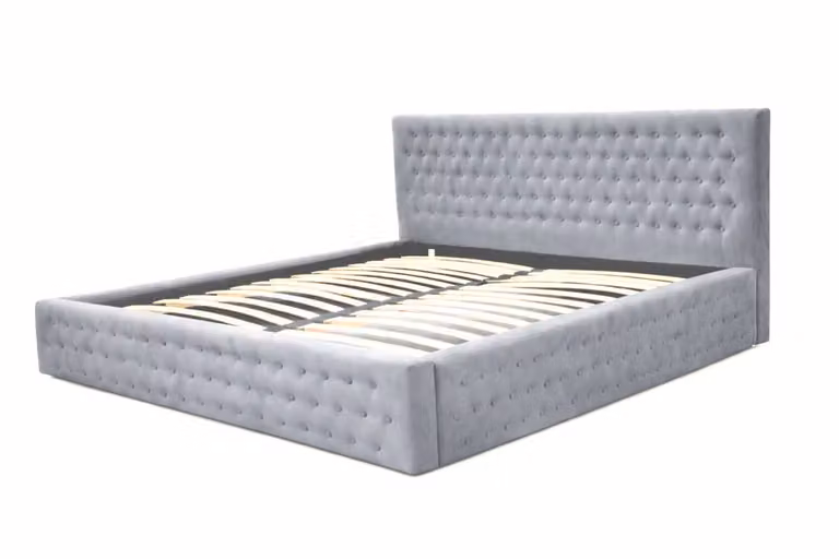 Gestoffeerd Chesterfield Bed Trinity 32 met Opbergruimte en Gecapitonneerd Hoofdbord - 180 x 200 cm - Zilver