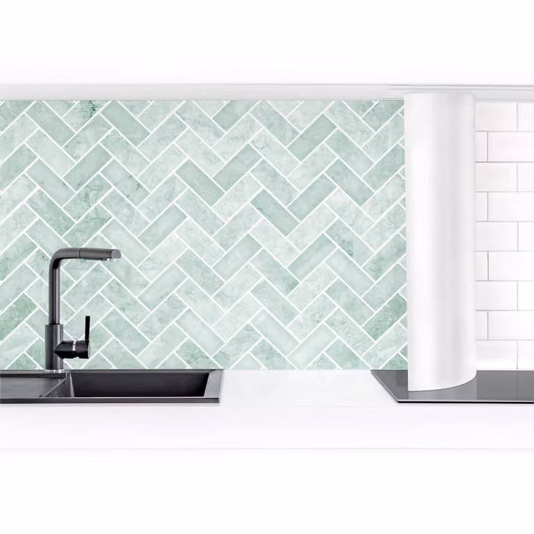 home24 Keukenachterwand Tegels Zigzag Premium Mintgroen Kunststof 50 x 50 cm
