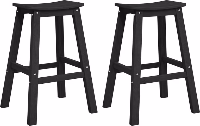 vidaXL Barkruk set van 2 - Zwart - B/D/H: 52 x 43 x 73,5 cm - HDPE
