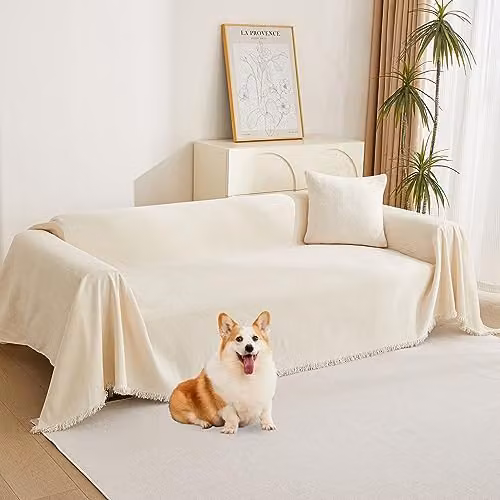 MYSKY HOME Bankbeschermer voor banken, beige, 180 x 340 cm