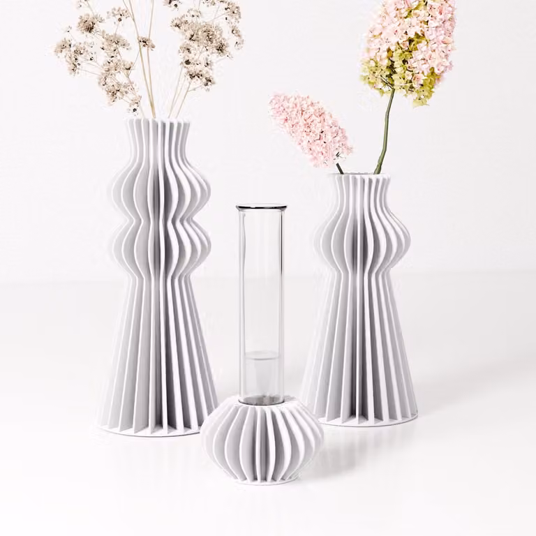 Fleuriek - Set van 3 witte mini vazen - Decoratieve woonaccessoires voor bloemen en stekjes